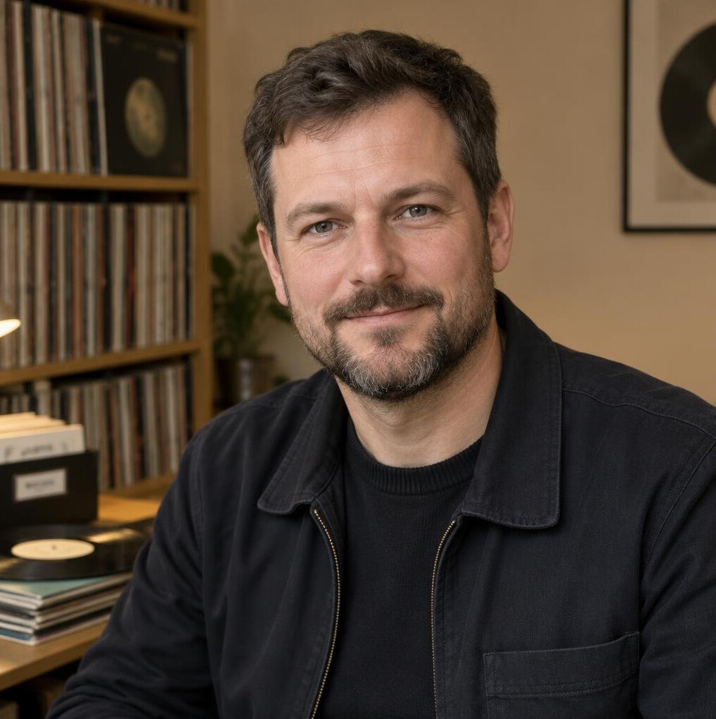 Portrait of a man with a short beard in a dark jacket
