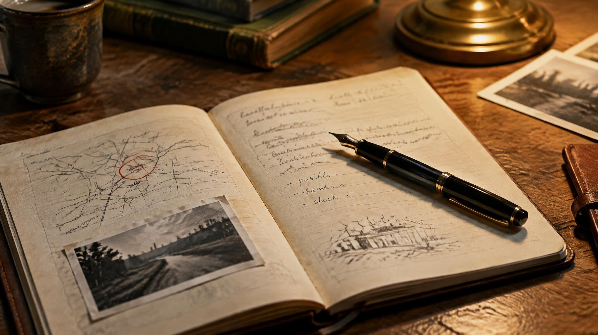 Handwritten notes in a notebook with a fountain pen